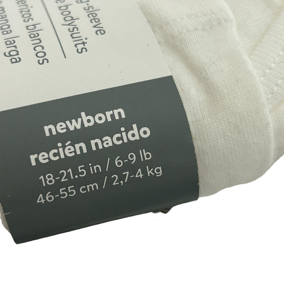 CARTER'S Child Of Mine Long Sleeve White Bodysuits 3 Pack NEWBORN New Unisex - Picture 5 of 6